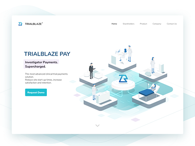 TRIALBLAZE Landing Page blue design finance health hospital illustration landing page medical medical app one page ui uiux ux