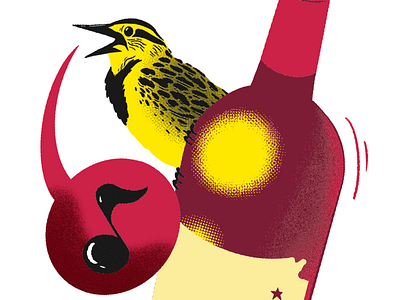 Imbibe Bird Deux bird illustration music note poster screen print wine