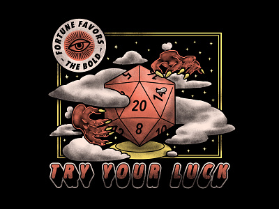 Luck Shirt Design Lvl 2 dice dnd dungeons and dragons illustration luck magic mystic