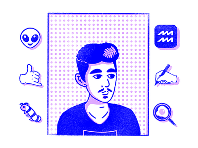 Get 2 Kno character illustration printmaking procreate risograph