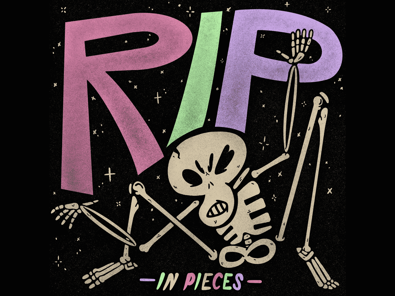 RIP-A-ROO character dead drawing halloween illustration inktober skeleton spooky