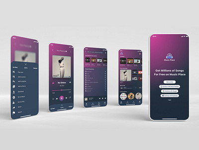 Music Place App UI Design adobe xd app design music music app music app ui online streaming app product design ui ui design ux