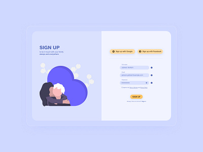 Sign up page daily ui design illustration sign up typography ui ux w web design