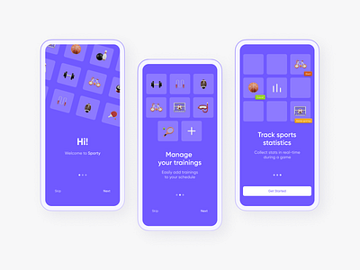 Onboarding design icon mobile sport ui ux web design