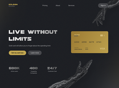 Banking Landing Page bank card dark design landing page ui ux web design