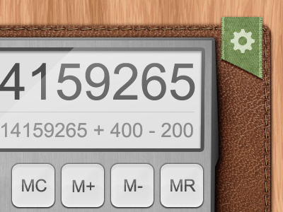 Calculator! app button calculator design icon icons interface ipad iphone leather math settings texture ui vector web wood