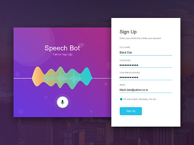 #Daily UI 001 Signup Page form interaction design login signup speech bot ui uiux ux visual design