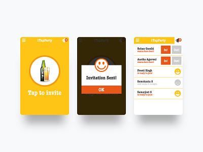 OneTapParty! app app design