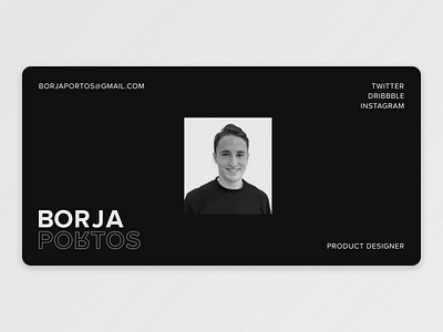 Contact Card for Borja Portos blackandwhite card card design challenge grotesque profile shiftnudge