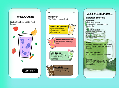 HEALTHY DRINKS app design prototype ui uiux ux