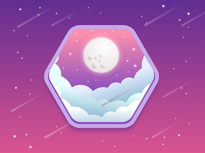 Starry Night design gradient gravit designer illustration moon night pink purple stars vector