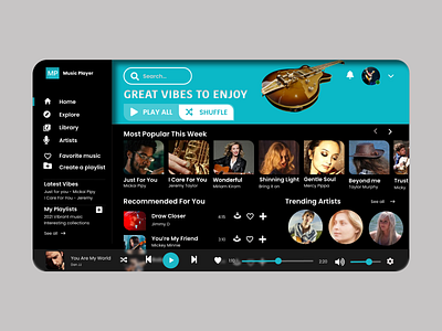 A Music Player UI Design design graphic design illustration music player ui ux