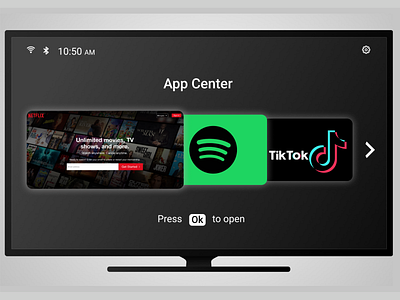 A TV App Center Design app center daily ui dailyui design graphic design illustration netflix spotify tiktok tv tv app ui ux