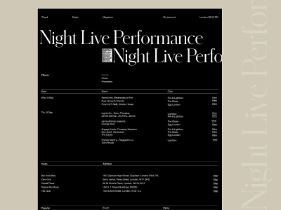 Night Live Performance branding design graphic design typography ui