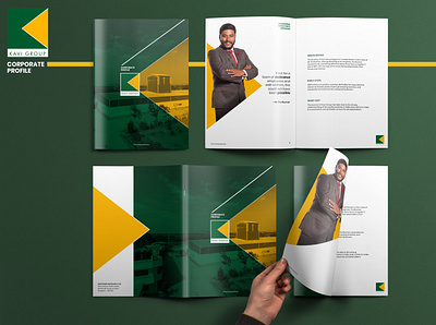 Corporate profile branding brochure design geometric design layout shapes typography