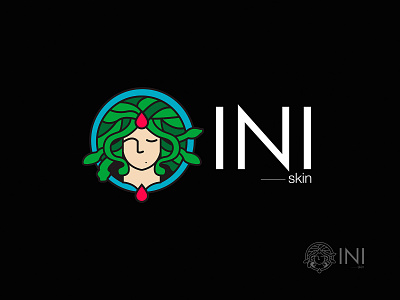 INI Skin care logo branding design illustration illustrator logo medusa typography vector