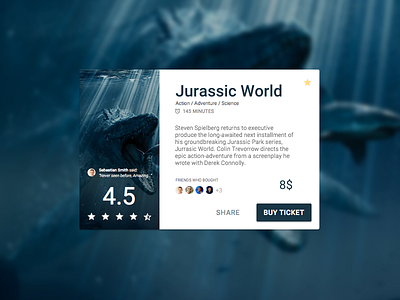 Cinema Card Ticket in Material Design card cinema jurassic world material design star wars ticket tomorrowland