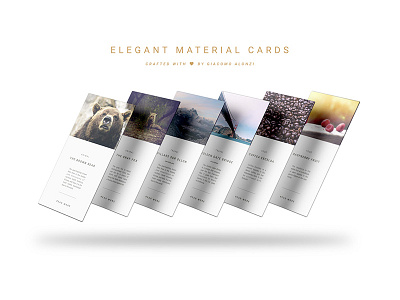 Elegant Material Cards animals blog design elegant food material material design travel ui ux