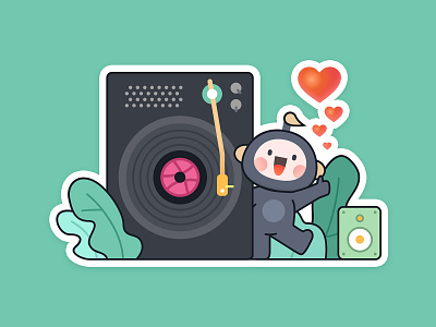 Sticker - Music Festival classical dribbble flat gramophone heart illustration music nature record vinyl