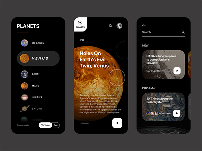 Planet News - App design