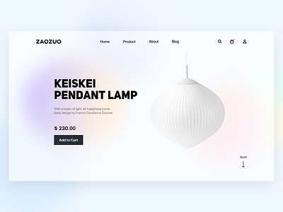 ZAOZUO - Lamp Page blur blurred background cart furniture homedesign lamp online shop store ui webdesign website whitespace
