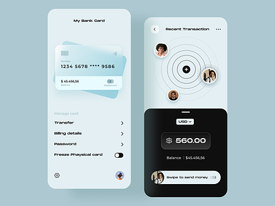 Banking App Design app design bank banking concept credit card finance glass glassmorphism management app mobile money app online bank