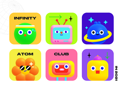 3D character collection 3d 3d icons adorable character cute finesse ip planet spline design sunflower tv