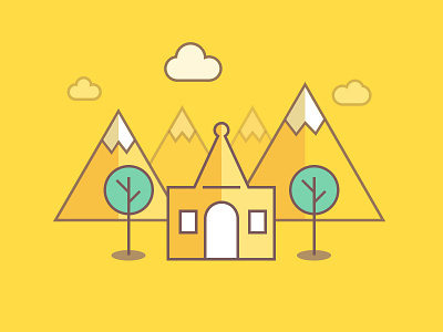 ICON - Newhome icon v.2 cloud home house icon mountain tree yellow