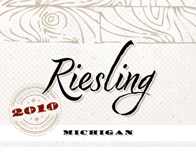 2010 Riesling label michigan rustic wine wood