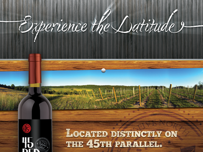 Experience the Latitude banner bottle corrugated metal photo stamp steel wine wood