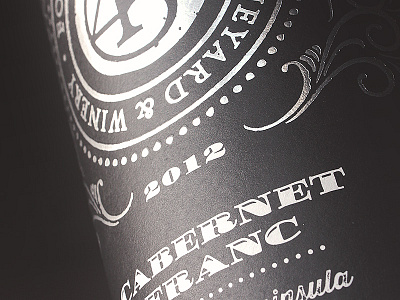 2012 Cabernet Franc black bw foil label michigan photo wine