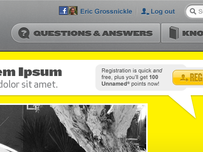 Questions & Answers design gray navigation ui website yellow