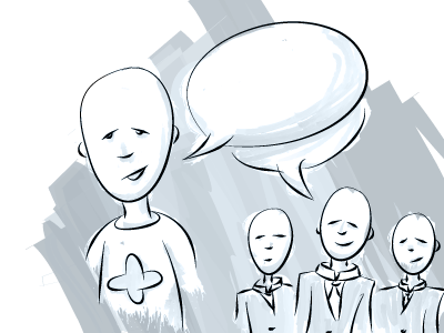 A Conversation gray blue illustration people