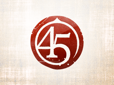 45 grunge logo red stamp worn