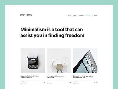 mintimal: Portfolio clean grid minimal minimalist mint personal portfolio simple ux