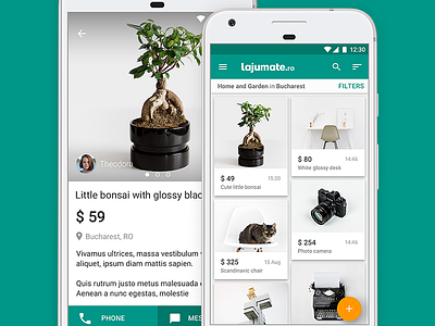 Classifieds Mobile App account ads android app cards classifieds list material design mobile native pixel ux