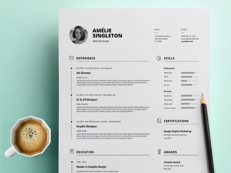 Professional Resume modern resume minimal resume clean resume creative resume professional template word template curriculum vitae cv template resume template docx cv resume