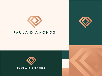 Paula Diamonds brand identity branding diamond logo elegant gradient logo logo luxury logo mark vector