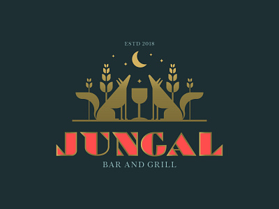 Jungal Bar and Grill animal brand identity branding design elegant illustration logo