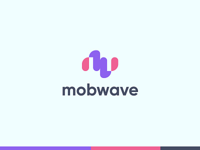 Mobwave Logo brand identity branding design logo technology logo wave logo