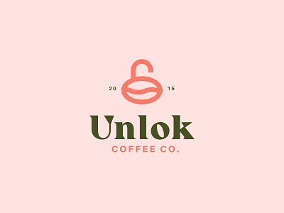 Unlok Coffee Co brand identity branding cafe logo coffee logo design elegant logo logo unlock logo