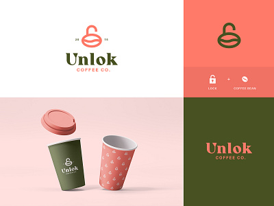 Unlock Coffee Co brand identity branding coffee bean coffee logo design logo