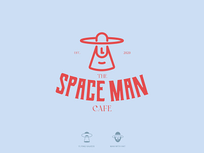 The Space Man Cafe Logo brand identity branding café logo design flying saucer head logo logo