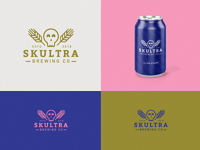 Skultra Brewing branding flat logo vector