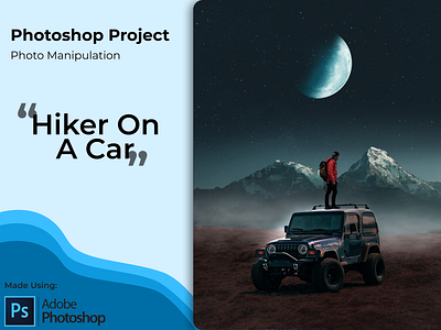 Photo Manipulation Hiker On A Car