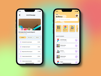 E-Course Online Mobile App app design graphic design ui
