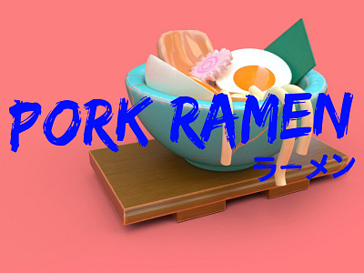 Pork Ramen 3d concept illustration pork ramen