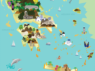 Illustrated Map Of Greece by Valentina Stefanidis on Dribbble
