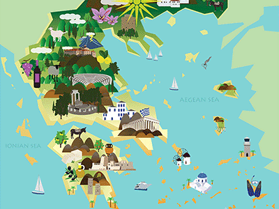 Illustrated Map Of Greece adobe illustrator greece illustrated map vector map