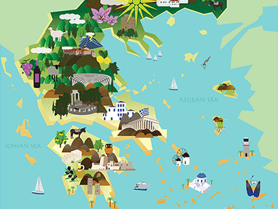 Illustrated Map Of Greece